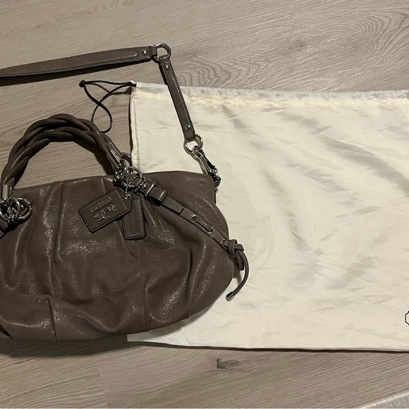 Coach Madison Flint Leather Pleated Patent Leather Juliette Satchel